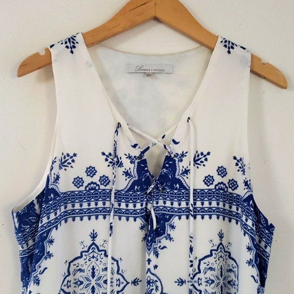 Lovers + Friends Blue & White Temple Mini Dress, Size L - Picture 8 of 16